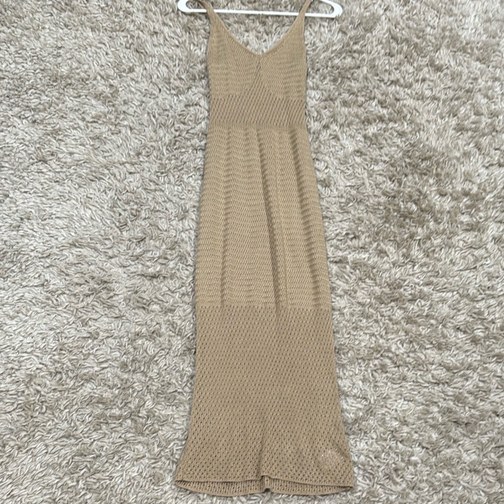 Almost Famous Tan Ribbed Maxi Sundress